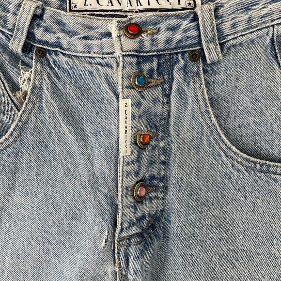 Z Cavaricci Jeans‎ Women 26 (Actual 24) Blue Acid Wash Rhinestone Button Fly VTG - Picture 6 of 16